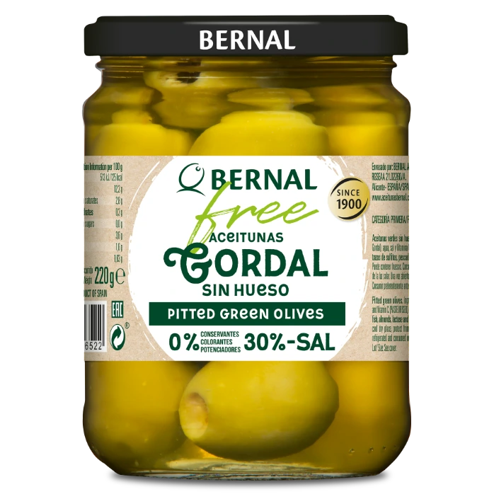 Pitted Gordal Olives, Bernal Free, 445ml 