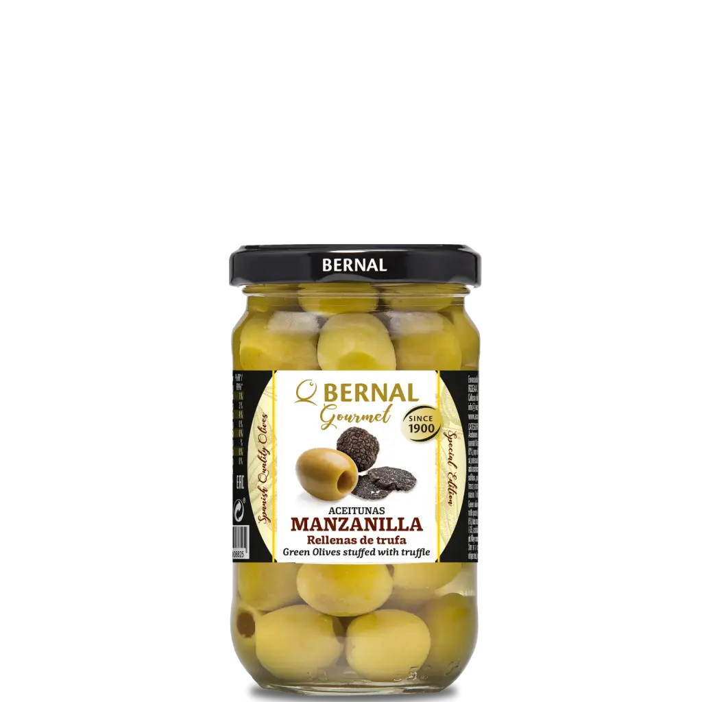 Truffle Stuffed Manzanilla Olives, Bernal Gourmet, 314ml