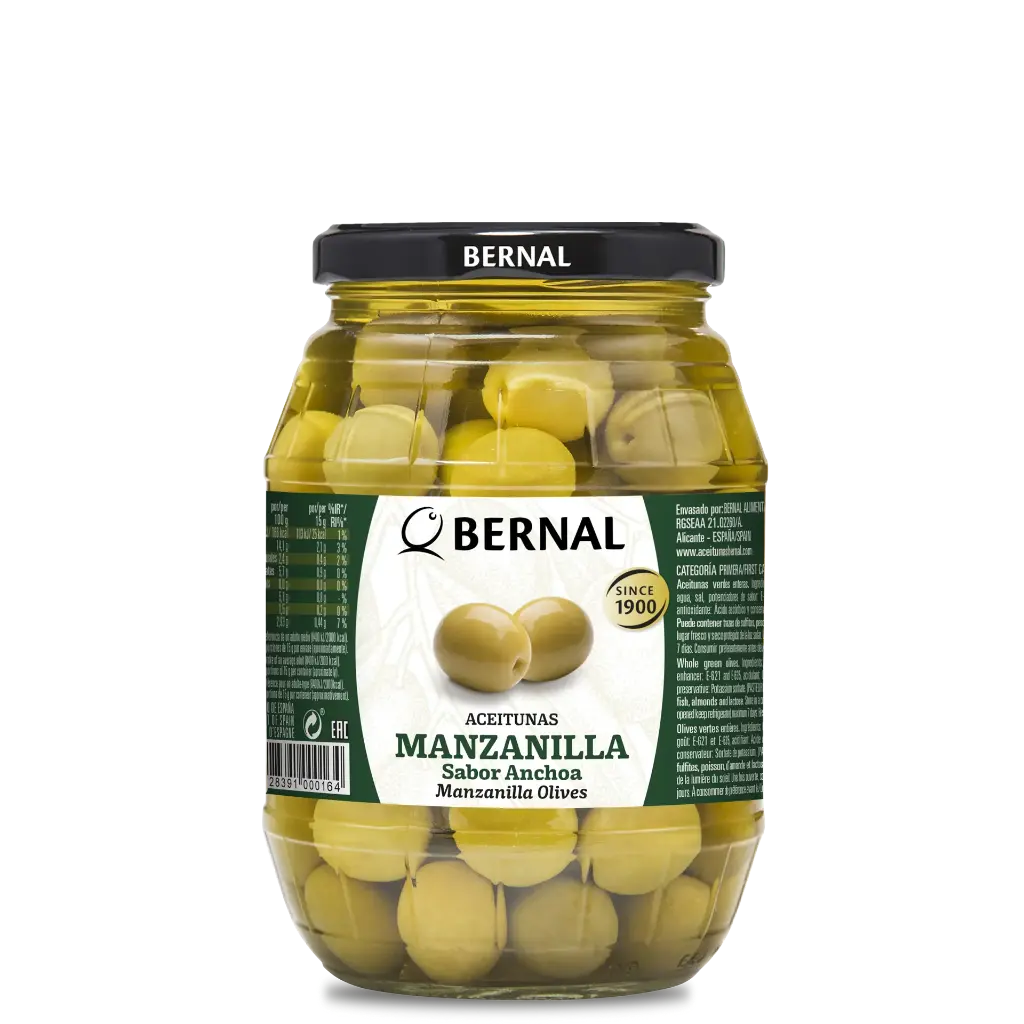 Aceitunas Manzanilla con Hueso, Bernal Original, 997ml