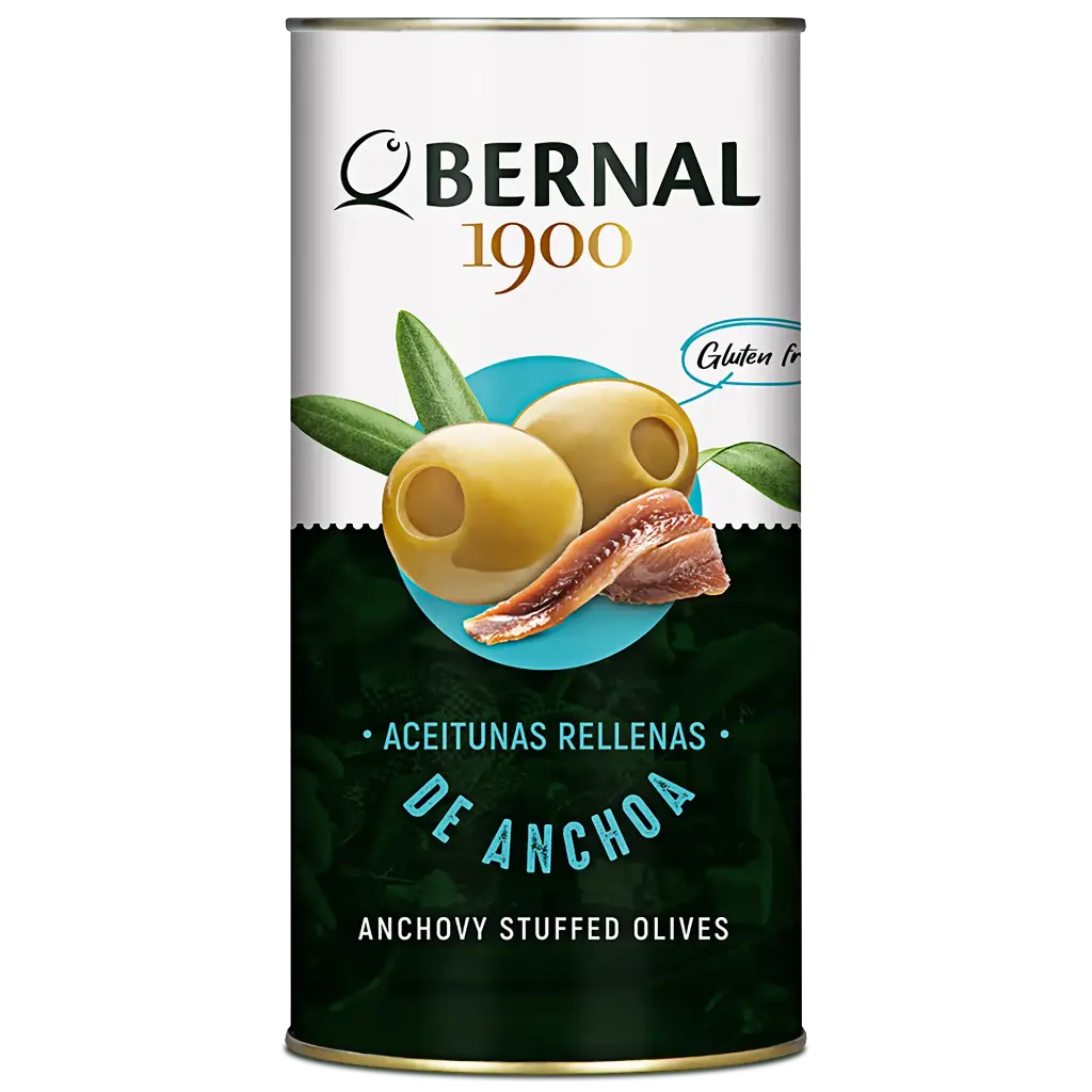 Aceitunas Rellenas de Anchoa, Bernal Original, 1480ml