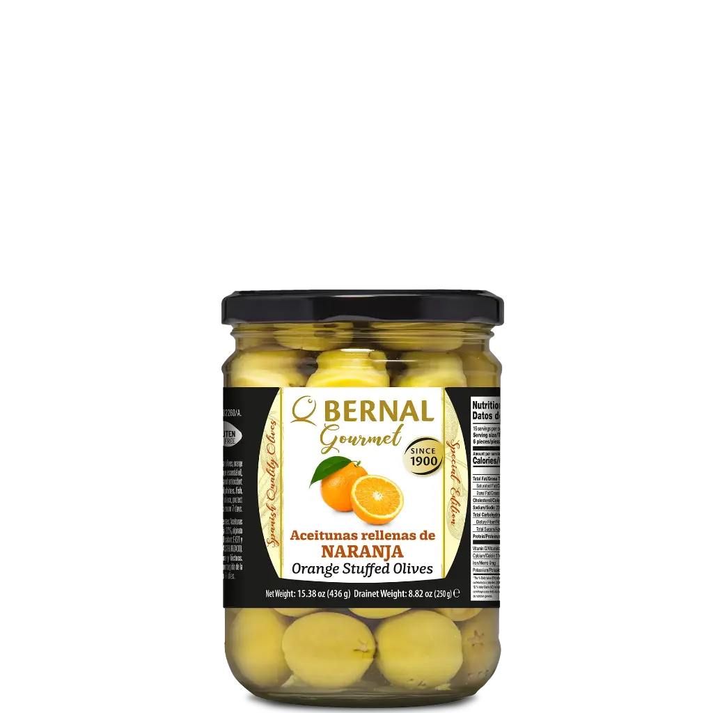 Aceitunas Rellenas de Naranja, Bernal Gourmet, 445ml