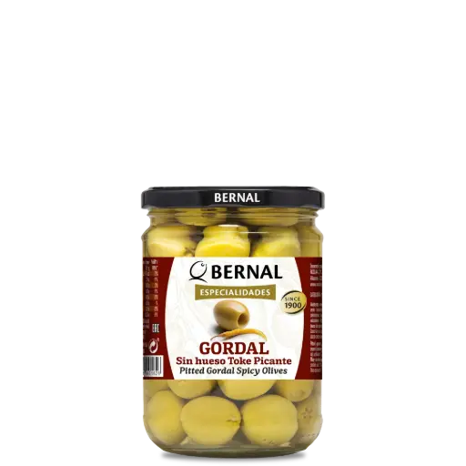[AC013-3PC] Pitted Gordal Spicy Olives, Bernal Original, 445ml 