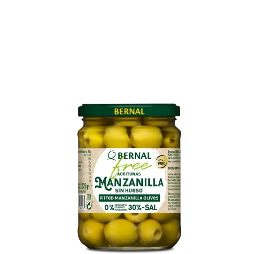 [AC003-F] Pitted Manzanilla Olives, Bernal Free, 445ml