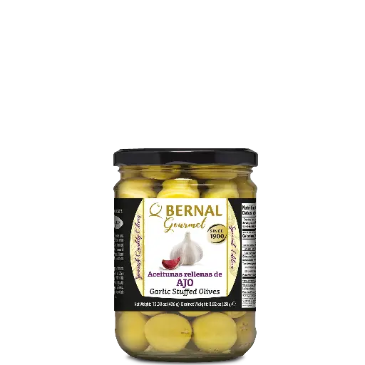 [AC035-3] Garlic Stuffed Olives, Bernal Gourmet, 445ml