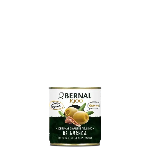 [B016-1/4] Aceitunas Gigantes Rellenas de Anchoa, Bernal Original, 210ml