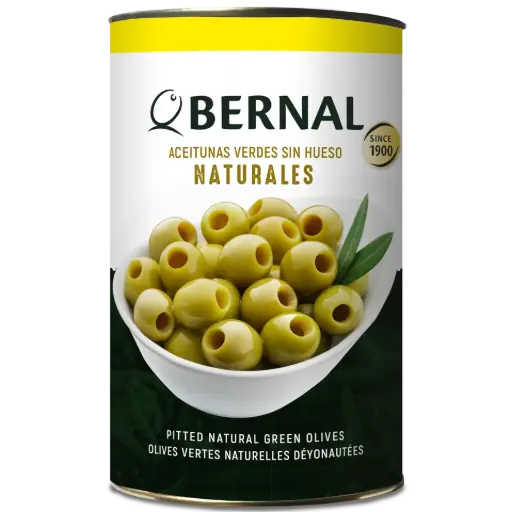 [B007-3N] Aceitunas Naturales sin Hueso Verdes, Bernal Professional, 4250ml