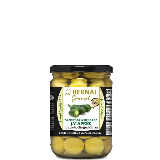 [AC037-3] Jalapeño Stuffed Olives, Bernal Gourmet, 445ml 