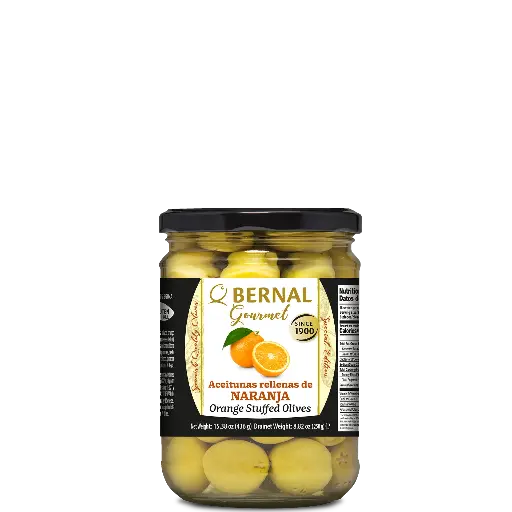 [AC029-3] Orange Stuffed Olives, Bernal Gourmet, 445ml 